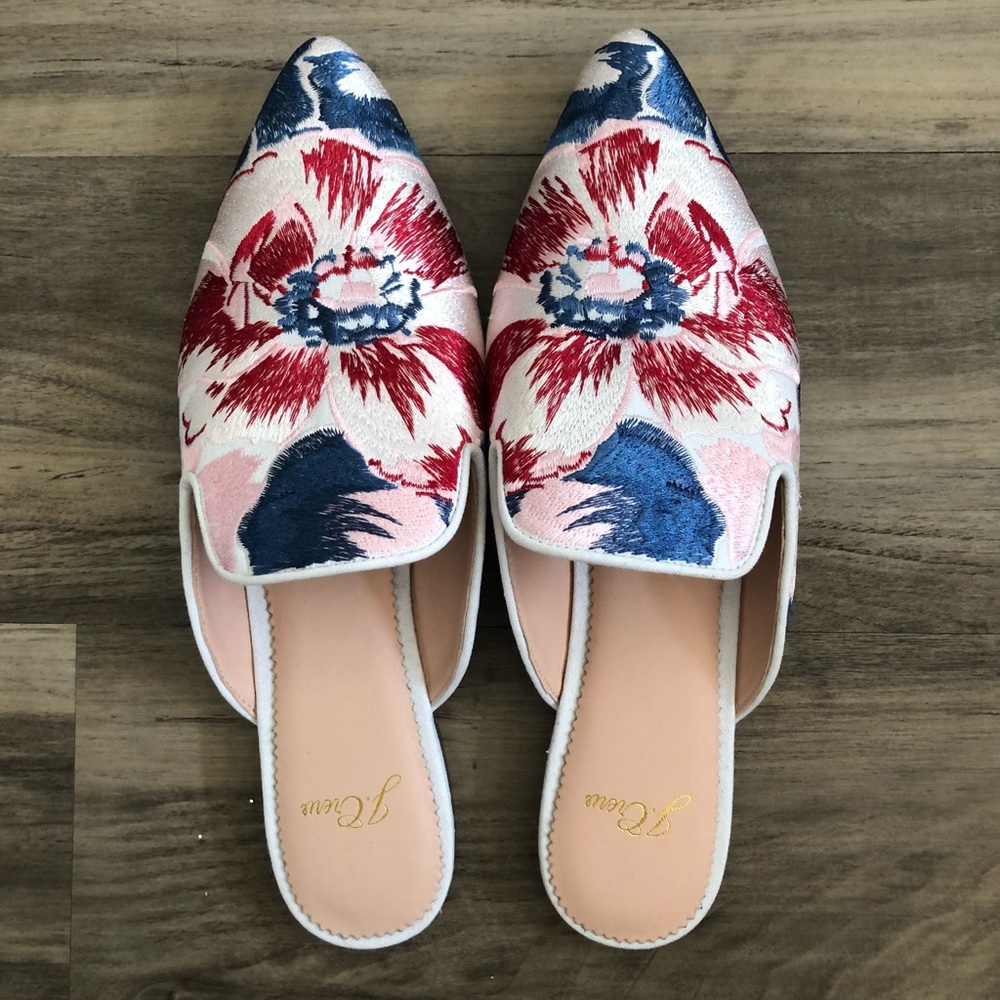 J.Crew Embroidery Mules